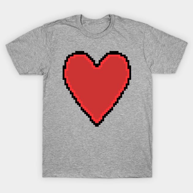 Red 8Bit Pixelart Love Heart Valentines Day T-Shirt by ellenhenryart